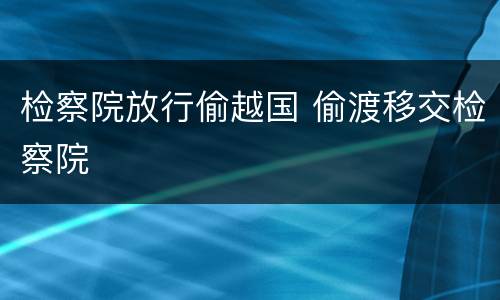 检察院放行偷越国 偷渡移交检察院