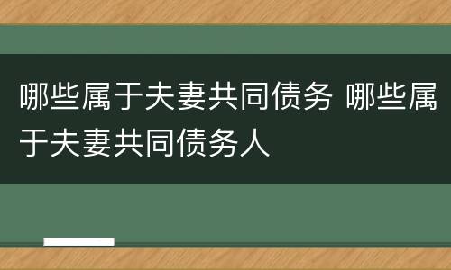 哪些属于夫妻共同债务 哪些属于夫妻共同债务人