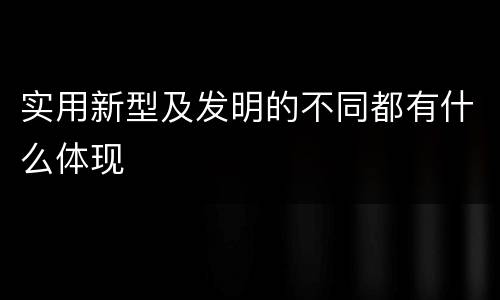 实用新型及发明的不同都有什么体现
