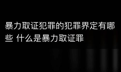 暴力取证犯罪的犯罪界定有哪些 什么是暴力取证罪
