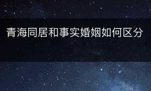 青海同居和事实婚姻如何区分