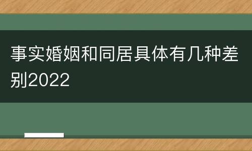 事实婚姻和同居具体有几种差别2022