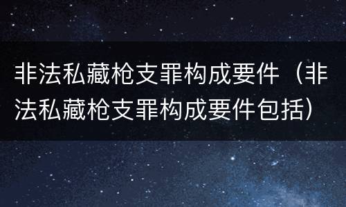 非法私藏枪支罪构成要件（非法私藏枪支罪构成要件包括）