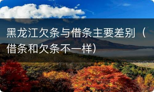 黑龙江欠条与借条主要差别（借条和欠条不一样）