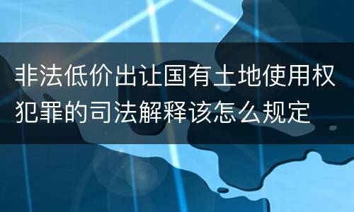 非法低价出让国有土地使用权犯罪的司法解释该怎么规定