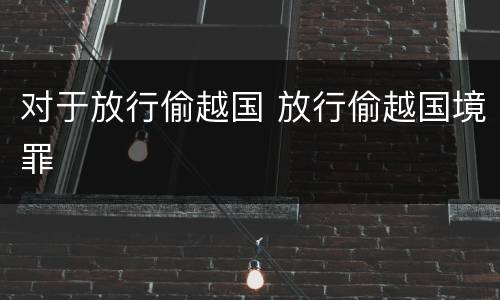 对于放行偷越国 放行偷越国境罪