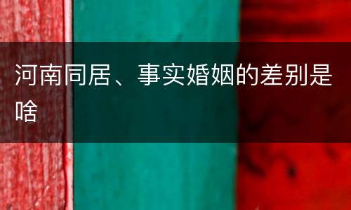 河南同居、事实婚姻的差别是啥