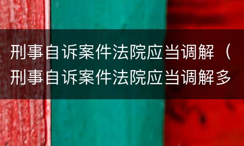 刑事自诉案件法院应当调解（刑事自诉案件法院应当调解多久）