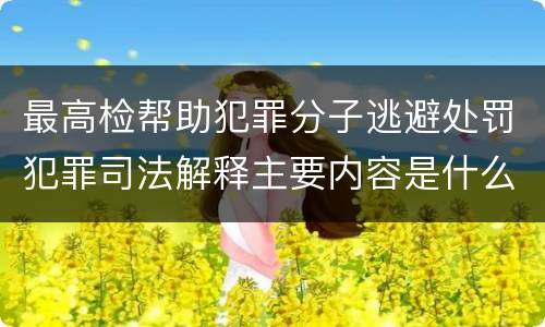 最高检帮助犯罪分子逃避处罚犯罪司法解释主要内容是什么