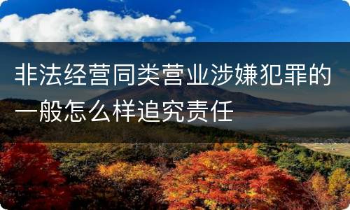 非法经营同类营业涉嫌犯罪的一般怎么样追究责任