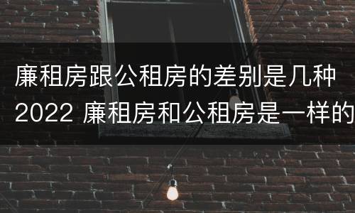 廉租房跟公租房的差别是几种2022 廉租房和公租房是一样的吗