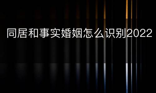 同居和事实婚姻怎么识别2022