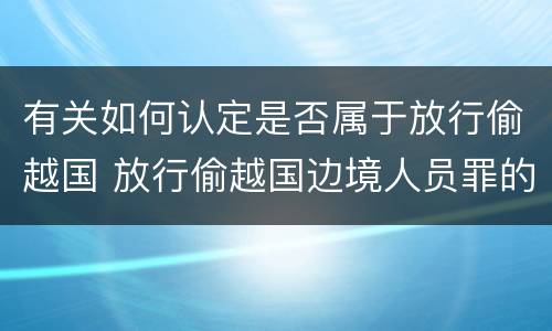 有关如何认定是否属于放行偷越国 放行偷越国边境人员罪的主体是