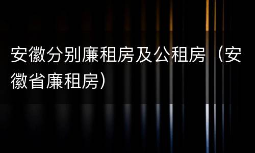 安徽分别廉租房及公租房（安徽省廉租房）