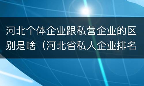 河北个体企业跟私营企业的区别是啥（河北省私人企业排名）