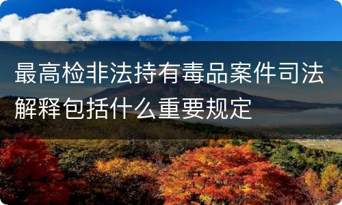 最高检非法持有毒品案件司法解释包括什么重要规定