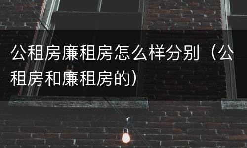 公租房廉租房怎么样分别（公租房和廉租房的）