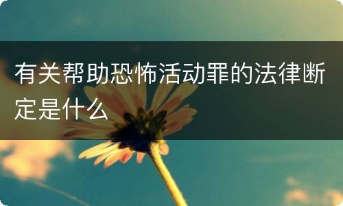 有关帮助恐怖活动罪的法律断定是什么