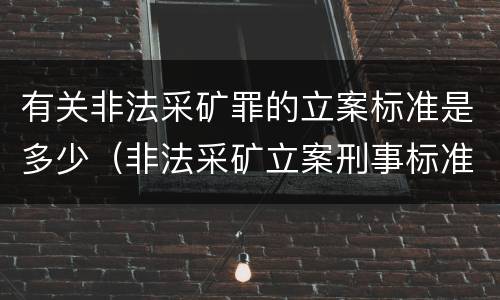 有关非法采矿罪的立案标准是多少（非法采矿立案刑事标准是什么）