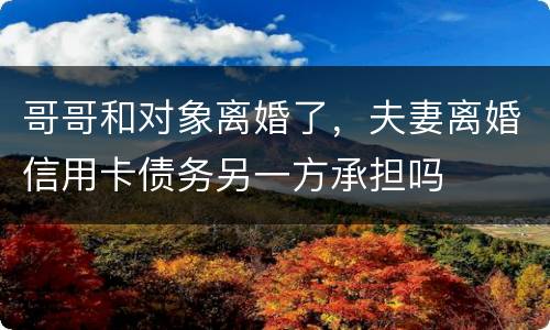 哥哥和对象离婚了，夫妻离婚信用卡债务另一方承担吗