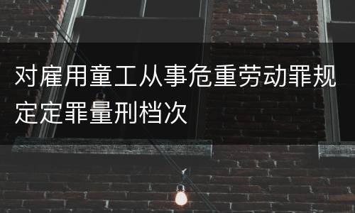 对雇用童工从事危重劳动罪规定定罪量刑档次