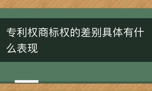 专利权商标权的差别具体有什么表现