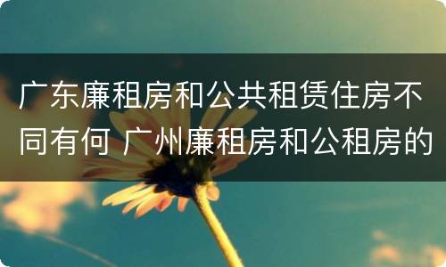广东廉租房和公共租赁住房不同有何 广州廉租房和公租房的区别