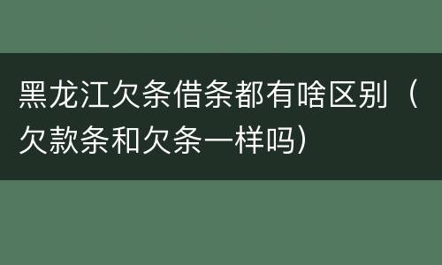 黑龙江欠条借条都有啥区别（欠款条和欠条一样吗）