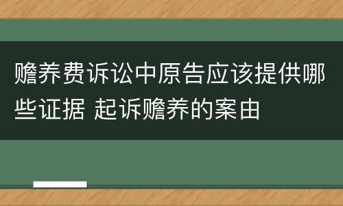 赡养费诉讼中原告应该提供哪些证据 起诉赡养的案由