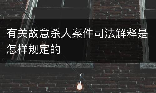 有关故意杀人案件司法解释是怎样规定的