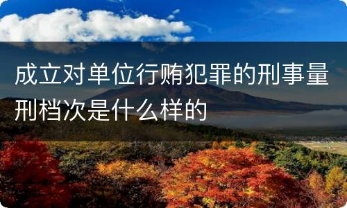 成立对单位行贿犯罪的刑事量刑档次是什么样的