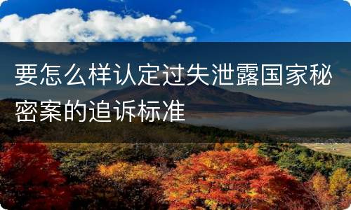要怎么样认定过失泄露国家秘密案的追诉标准