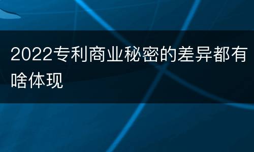 2022专利商业秘密的差异都有啥体现