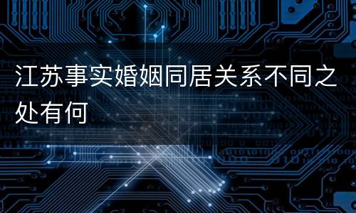 江苏事实婚姻同居关系不同之处有何