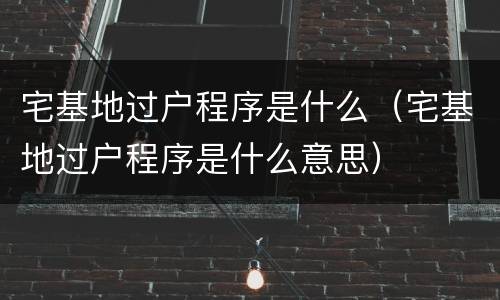 宅基地过户程序是什么（宅基地过户程序是什么意思）