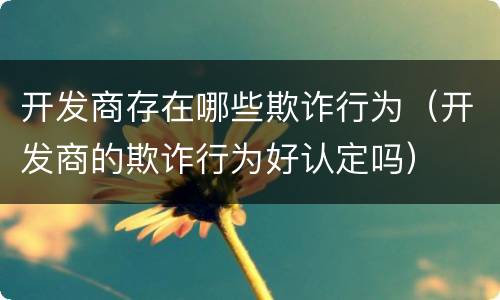 开发商存在哪些欺诈行为（开发商的欺诈行为好认定吗）