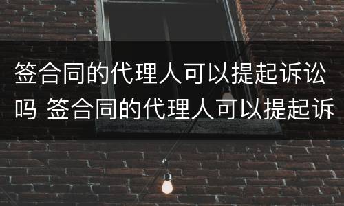 签合同的代理人可以提起诉讼吗 签合同的代理人可以提起诉讼吗法律规定