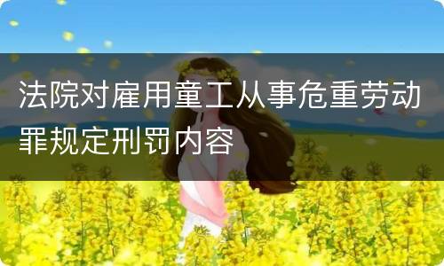 法院对雇用童工从事危重劳动罪规定刑罚内容