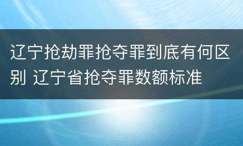 辽宁抢劫罪抢夺罪到底有何区别 辽宁省抢夺罪数额标准