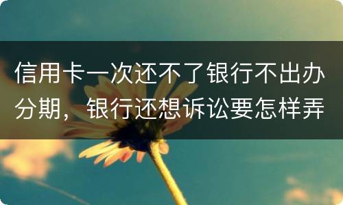 信用卡一次还不了银行不出办分期，银行还想诉讼要怎样弄好呢