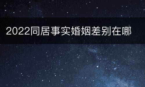 2022同居事实婚姻差别在哪