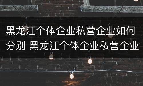 黑龙江个体企业私营企业如何分别 黑龙江个体企业私营企业如何分别缴纳社保
