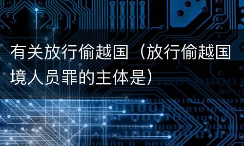 有关放行偷越国（放行偷越国境人员罪的主体是）