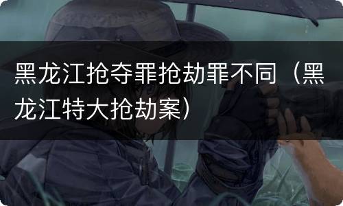 黑龙江抢夺罪抢劫罪不同（黑龙江特大抢劫案）