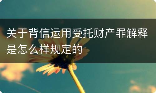 关于背信运用受托财产罪解释是怎么样规定的