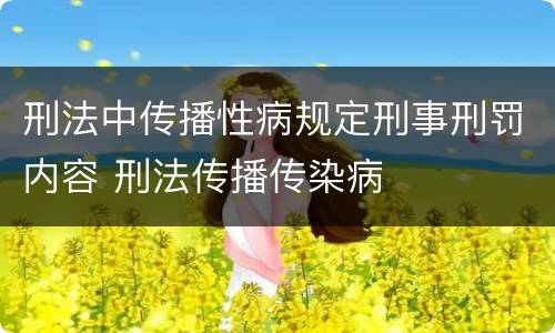 刑法中传播性病规定刑事刑罚内容 刑法传播传染病