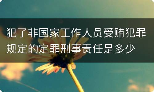犯了非国家工作人员受贿犯罪规定的定罪刑事责任是多少