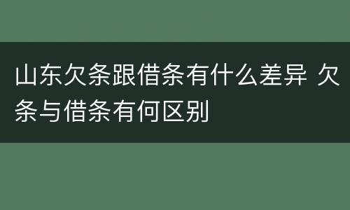 山东欠条跟借条有什么差异 欠条与借条有何区别