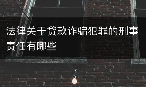 法律关于贷款诈骗犯罪的刑事责任有哪些