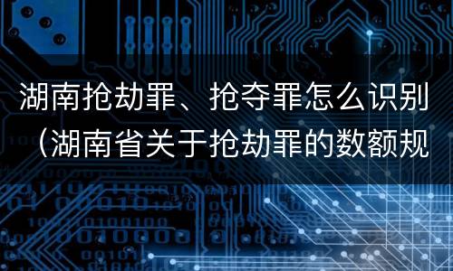 湖南抢劫罪、抢夺罪怎么识别（湖南省关于抢劫罪的数额规定）
